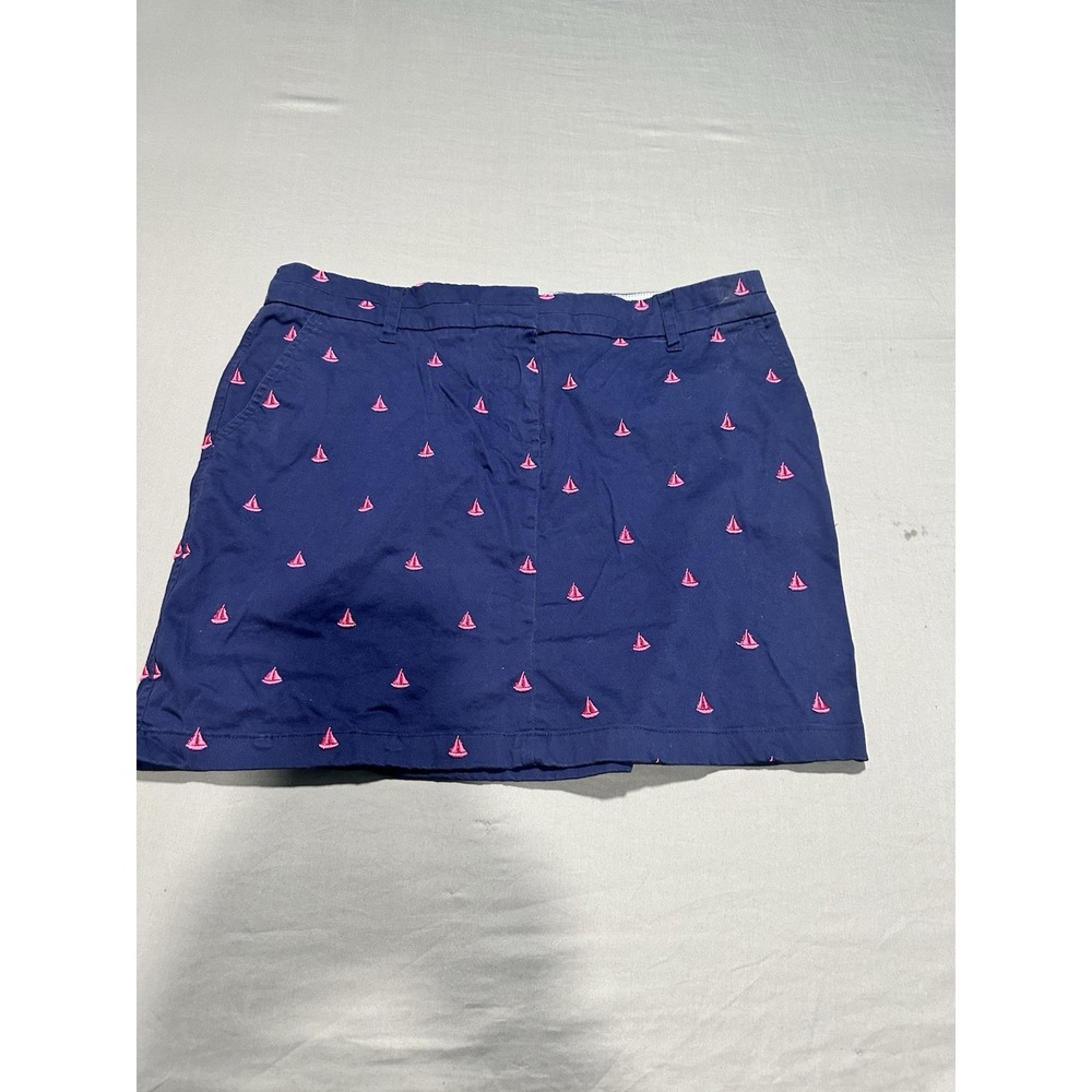British Khaki Blue With Pink Embroidered Sailboat Skirt 12